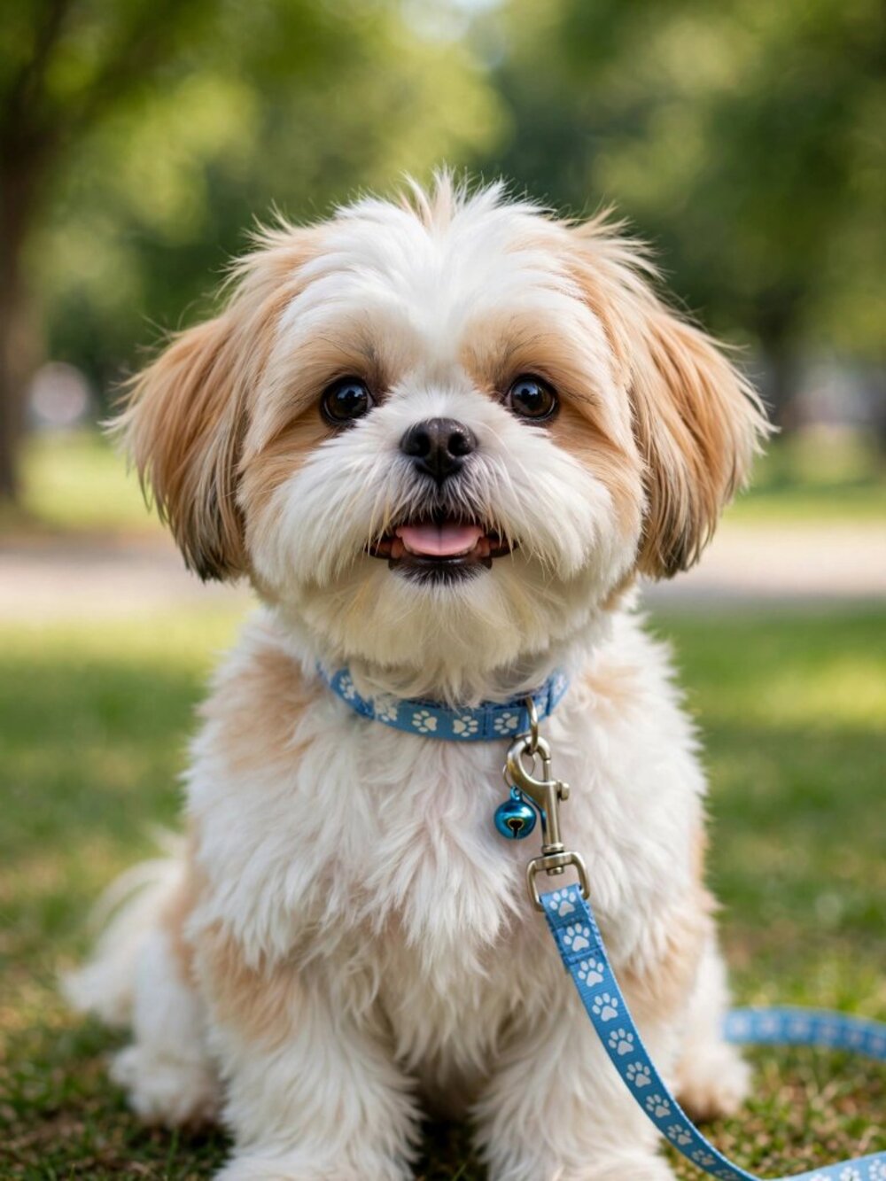 Blue Paw Print Dog Leash and Collar Set